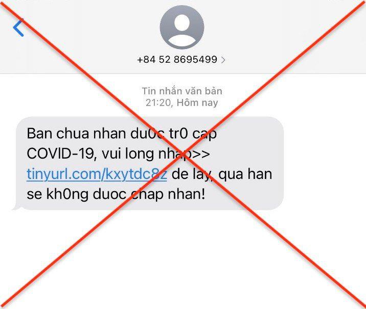 Cảnh báo tin nhắn lừa đảo thông báo nhận hỗ trợ người lao động khó khăn do Covid-19